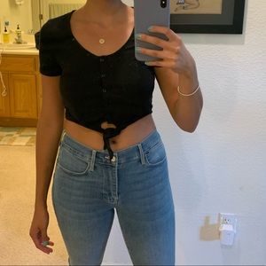 Black crop top From Urban Outfitters size S